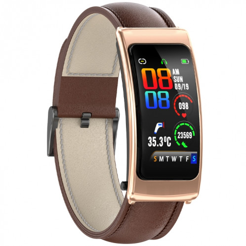 K20 1,14 pouces bande de cuir écouteur détachable vie étanche montre intelligente prise en charge appel Bluetooth (marron) SH801B1690-015