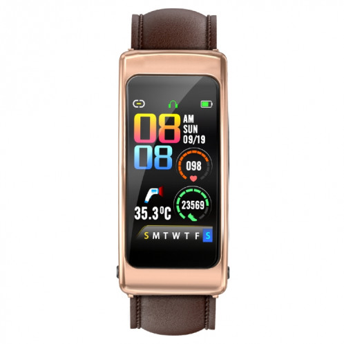 K20 1,14 pouces bande de cuir écouteur détachable vie étanche montre intelligente prise en charge appel Bluetooth (marron) SH801B1690-015