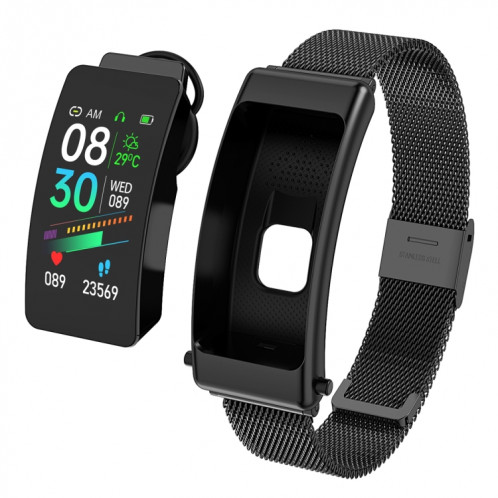 K50 1,08 pouces Steel Band Écouteur Détachable IP67 Étanche Smart Watch Support Bluetooth Appel (Noir) SH101A285-016