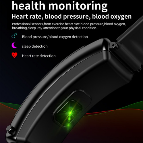 K50 1,08 pouces bande de silicone écouteur détachable IP67 étanche montre intelligente prise en charge appel Bluetooth (noir argent) SH401B1468-016