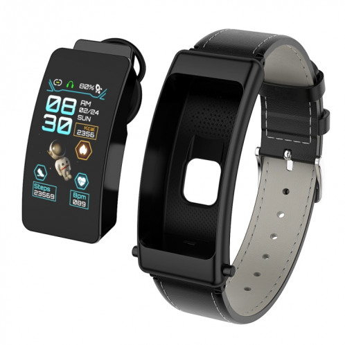 K50 1,08 pouces bande de cuir écouteur détachable IP67 étanche montre intelligente prise en charge appel Bluetooth (noir) SH601A713-016