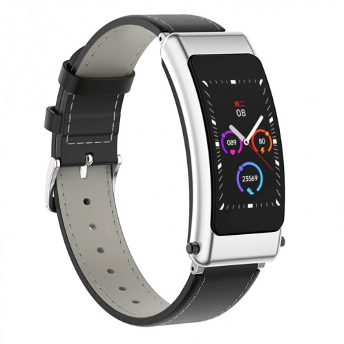 K50 1.08 pouces bande de cuir écouteur détachable IP67 étanche montre intelligente prise en charge appel Bluetooth (noir argent) SH601C307-016