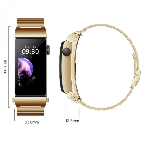 M6 1,5 pouces bande d'acier écouteur détachable IP68 étanche montre intelligente prise en charge Bluetooth appel (or) SH601B43-018