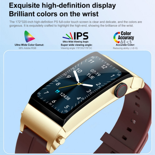 M6 1,5 pouces bande d'acier écouteur détachable IP68 étanche montre intelligente prise en charge Bluetooth appel (or) SH601B43-018