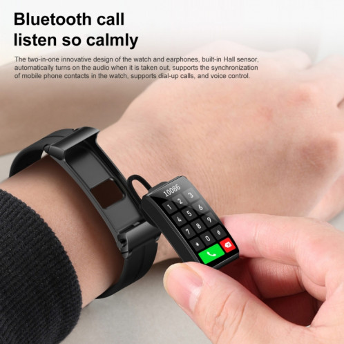 M6 1,5 pouces bande d'acier écouteur détachable IP68 étanche montre intelligente prise en charge Bluetooth appel (or) SH601B43-018