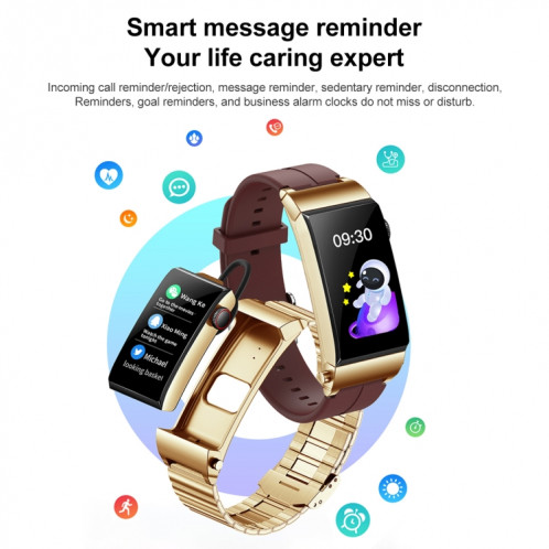 M6 1,5 pouces bande de silicone écouteur détachable IP68 étanche montre intelligente prise en charge Bluetooth appel (rouge) SH701B1725-018