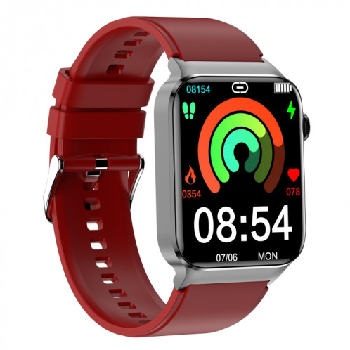T50 1,85 pouces bande de silicone IP67 montre intelligente étanche prend en charge l'assistant vocal/surveillance de la santé (rouge) SH201B757-013