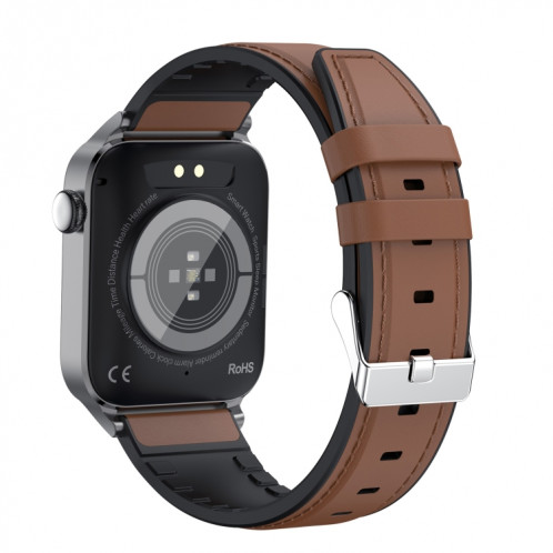 T50 1,85 pouces bracelet en cuir IP67 montre intelligente étanche prend en charge l'assistant vocal/surveillance de la santé (marron) SH301A1786-013