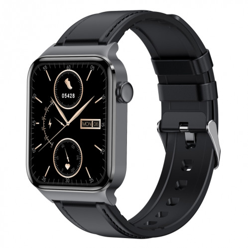 T50 1,85 pouces bracelet en cuir IP67 montre intelligente étanche prend en charge l'assistant vocal/surveillance de la santé (noir) SH301B808-013