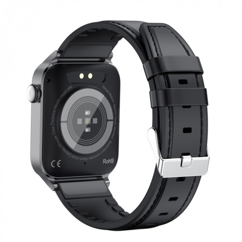 T50 1,85 pouces bracelet en cuir IP67 montre intelligente étanche prend en charge l'assistant vocal/surveillance de la santé (noir) SH301B808-013