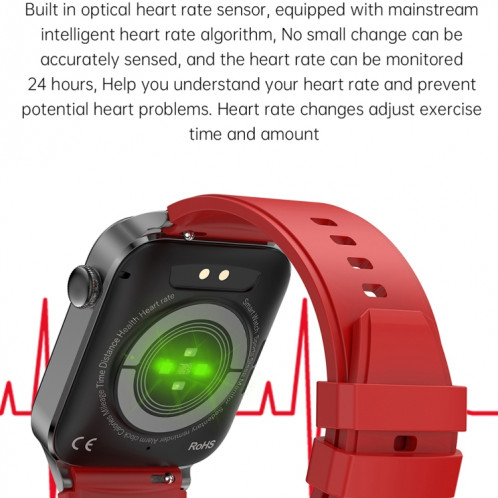 T50 1,85 pouces bracelet en cuir IP67 montre intelligente étanche prend en charge l'assistant vocal/surveillance de la santé (noir) SH301B808-013