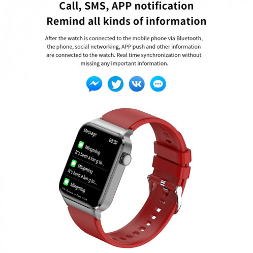 T50 1,85 pouces bracelet en cuir IP67 montre intelligente étanche prend en charge l'assistant vocal/surveillance de la santé (noir) SH301B808-013
