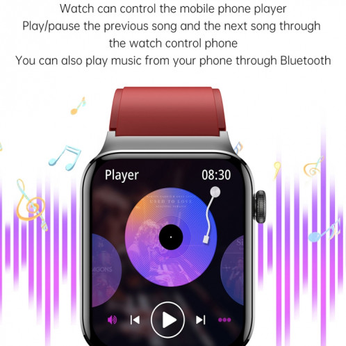 T50 1,85 pouces bracelet en cuir IP67 montre intelligente étanche prend en charge l'assistant vocal/surveillance de la santé (noir) SH301B808-013