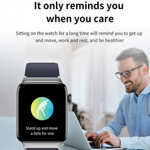 T50 1,85 pouces bracelet en cuir IP67 montre intelligente étanche prend en charge l'assistant vocal/surveillance de la santé (noir) SH301B808-013