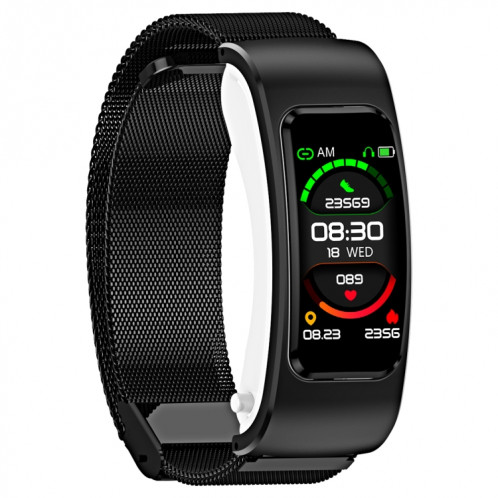 K60 1,08 pouces bande d'acier écouteur détachable vie étanche montre intelligente prise en charge appel Bluetooth (noir) SH701A701-018