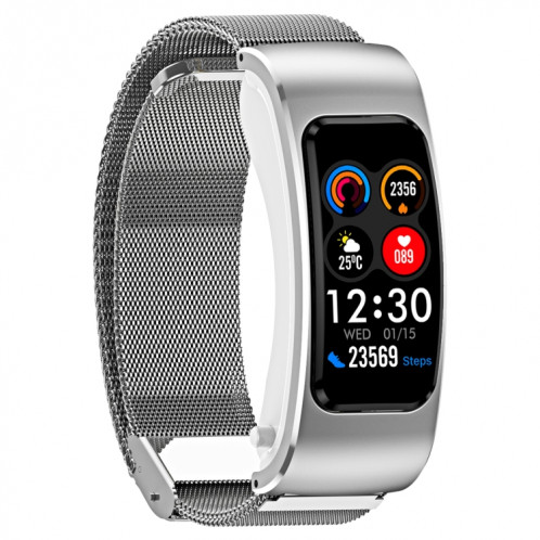 K60 1,08 pouces bande d'acier écouteur détachable vie étanche montre intelligente prise en charge appel Bluetooth (argent) SH701C963-018