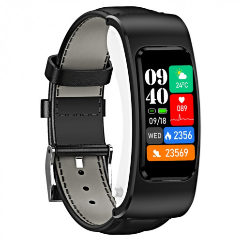 K60 1,08 pouces bande de cuir écouteur détachable vie étanche montre intelligente prise en charge appel Bluetooth (noir) SH001A1673-018