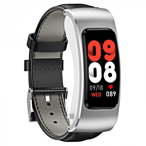 K60 1,08 pouces bande de cuir écouteur détachable vie étanche montre intelligente prise en charge Bluetooth appel (noir argent) SH001C631-018