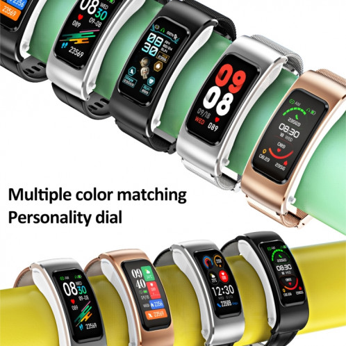 K60 1,08 pouces bande de cuir écouteur détachable vie étanche montre intelligente prise en charge Bluetooth appel (noir argent) SH001C631-018