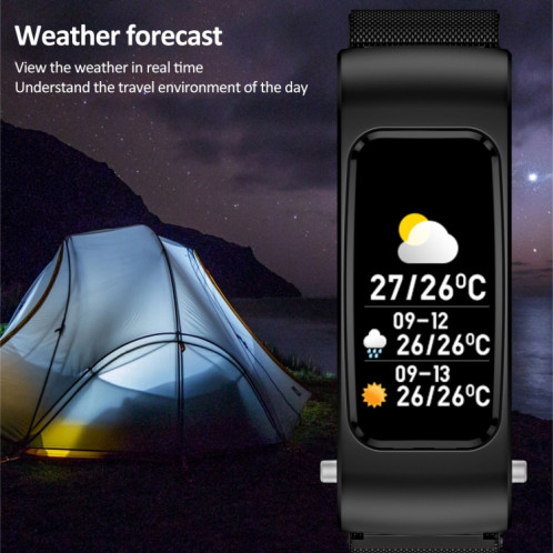 K60 1,08 pouces bande de cuir écouteur détachable vie étanche montre intelligente prise en charge Bluetooth appel (noir argent) SH001C631-018