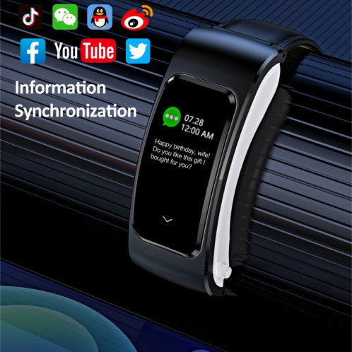 K60 1,08 pouces bande de cuir écouteur détachable vie étanche montre intelligente prise en charge Bluetooth appel (noir argent) SH001C631-018