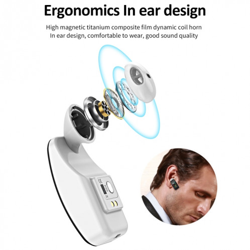 K60 1,08 pouces bande de cuir écouteur détachable vie étanche montre intelligente prise en charge Bluetooth appel (noir argent) SH001C631-018