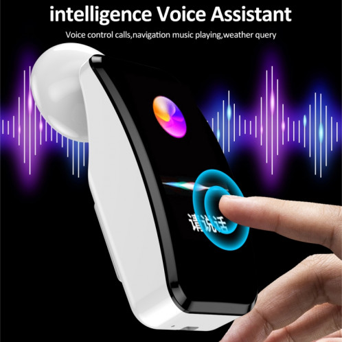 K60 1,08 pouces bande de cuir écouteur détachable vie étanche montre intelligente prise en charge Bluetooth appel (noir argent) SH001C631-018