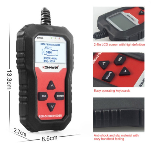 Pour Mercedes Benz KONNWEI KW360 2,4 pouces OBD2 Détecteur de défaut de voiture SK38011051-08
