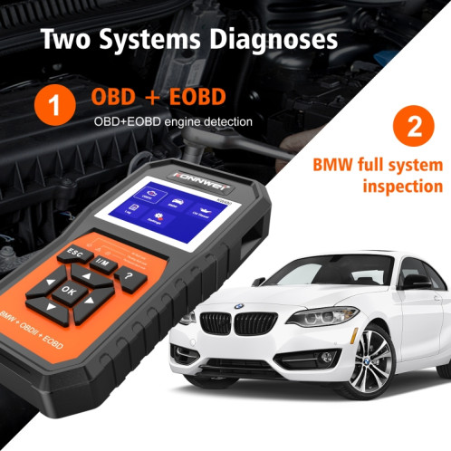 Pour BMW KONNWE KW480 2.8 pouces écran couleur OBD2 détecteur de défaut de voiture SK4501905-08