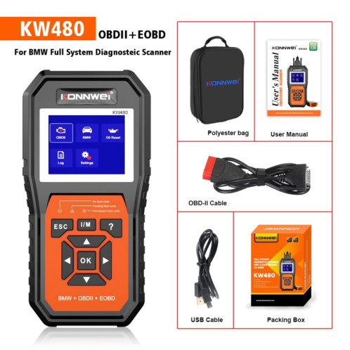 Pour BMW KONNWE KW480 2.8 pouces écran couleur OBD2 détecteur de défaut de voiture SK4501905-08