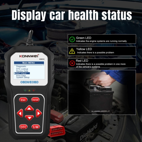 KONNWE KW818 Outils de diagnostic de détecteur de défaut de voiture OBD2 Bluetooth SK36511197-08