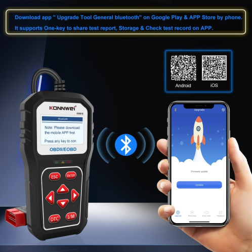 KONNWE KW818 Outils de diagnostic de détecteur de défaut de voiture OBD2 Bluetooth SK36511197-08