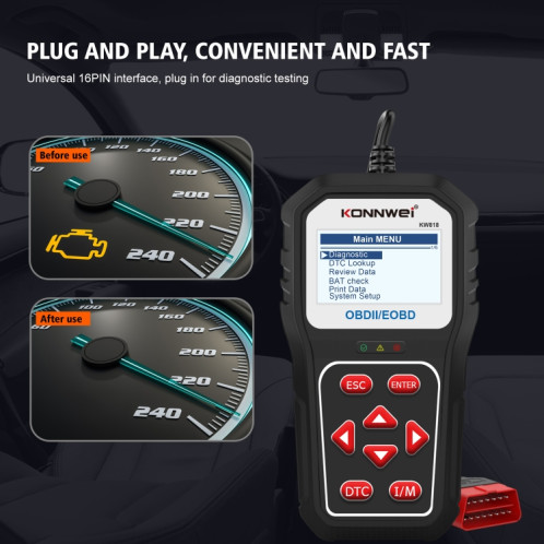 KONNWE KW818 Outils de diagnostic de détecteur de défaut de voiture OBD2 Bluetooth SK36511197-08