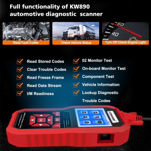 KONNWEI KW 890 2 en 1 Voiture OBD2 Détecteur de Défaut + Maintenance Lumière Reset SK36641471-08