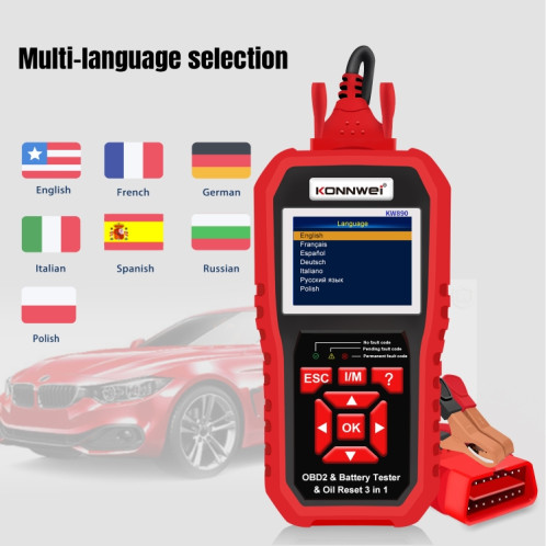 KONNWEI KW 890 2 en 1 Voiture OBD2 Détecteur de Défaut + Maintenance Lumière Reset SK36641471-08
