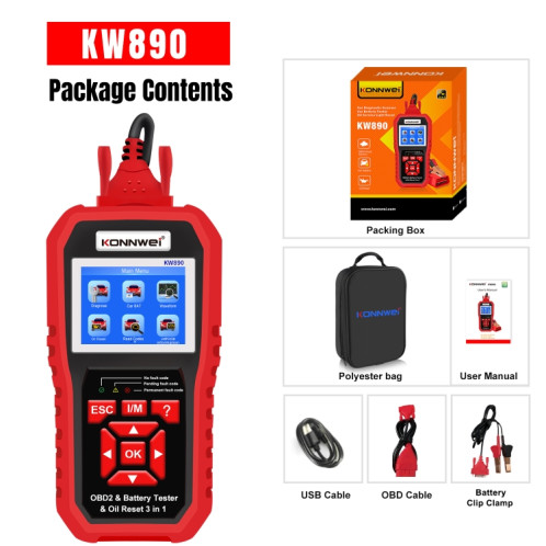 KONNWEI KW 890 2 en 1 Voiture OBD2 Détecteur de Défaut + Maintenance Lumière Reset SK36641471-08