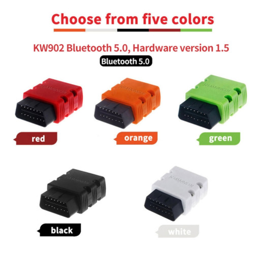 KONNWEI KW902 Bluetooth 5.0 OBD2 Outils d'analyse de diagnostic de panne de voiture Prend en charge IOS / Android (Blanc) SK601A1192-07