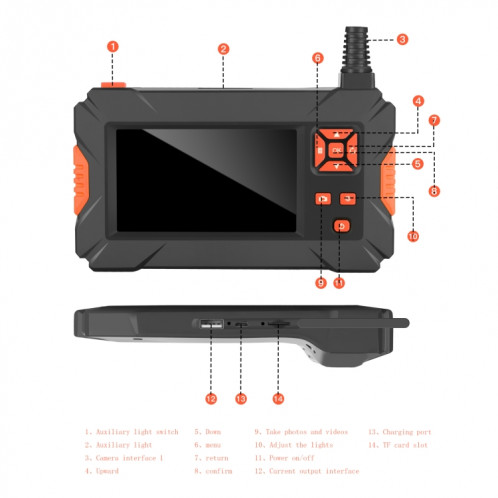 Caméra simple P130 5,5 mm 4,3 pouces avec endoscope à écran, longueur : 2 m SH101B595-07