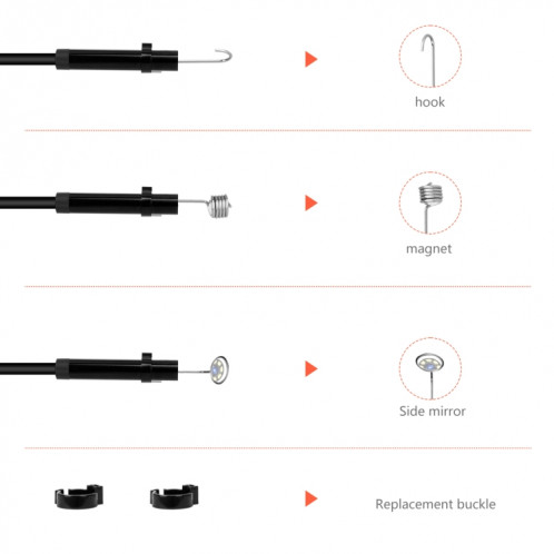 Caméra simple P130 5,5 mm 4,3 pouces avec endoscope à écran, longueur : 2 m SH101B595-07