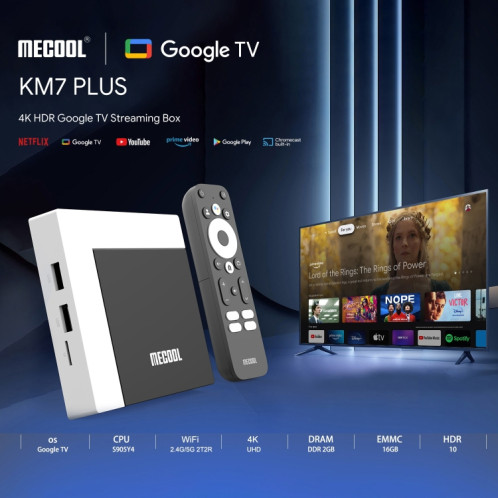 Décodeur TV intelligent MECOOL KM7 Plus Android 10.0, Amlogic S905Y4 Quad Core, 2 Go + 16 Go, type de prise : prise américaine SM1601884-08
