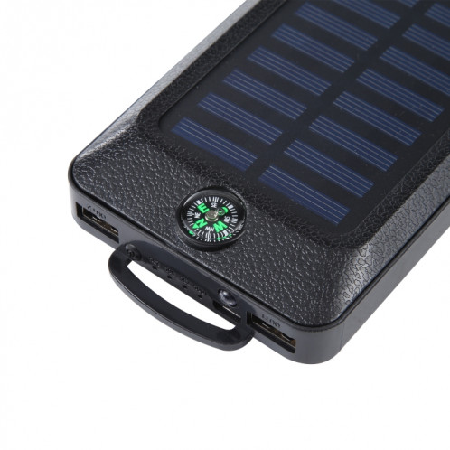 Banque d'alimentation USB à énergie solaire 20000 mAh avec boussole (noir) SH901A356-06