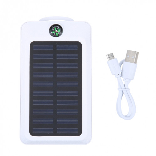 Banque d'alimentation USB à énergie solaire 20000 mAh avec boussole (blanc) SH901B879-07
