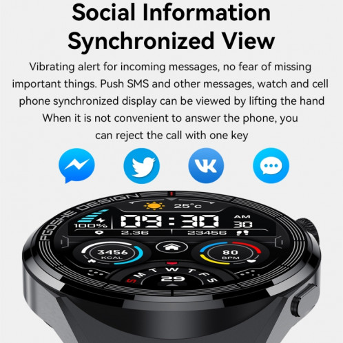 Montre intelligente à écran TFT PG3 Pro 1,41 pouces, prise en charge de la surveillance de la fréquence cardiaque / de la pression artérielle (noir) SH401B1349-023