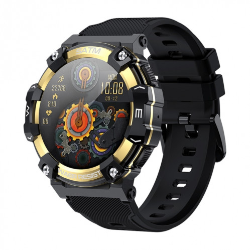 PG666 Montre intelligente d'appel Bluetooth à écran TFT de 1,39 pouces, prend en charge la surveillance de la fréquence cardiaque / de la pression artérielle (or noir) SH501C435-011