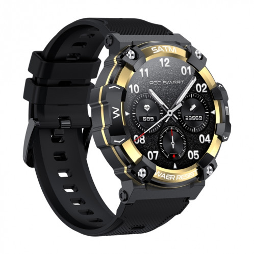 PG666 Montre intelligente d'appel Bluetooth à écran TFT de 1,39 pouces, prend en charge la surveillance de la fréquence cardiaque / de la pression artérielle (or noir) SH501C435-011