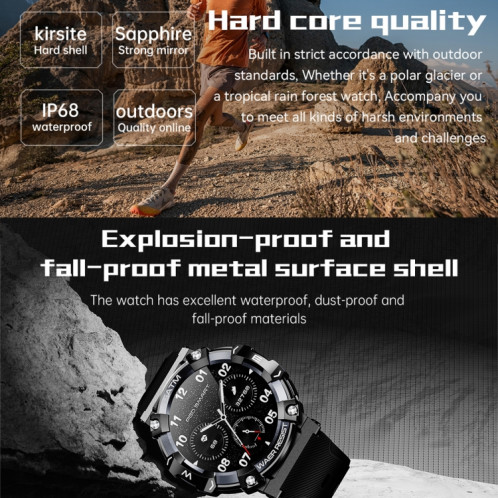 PG666 Montre intelligente d'appel Bluetooth à écran TFT de 1,39 pouces, prend en charge la surveillance de la fréquence cardiaque / de la pression artérielle (or noir) SH501C435-011