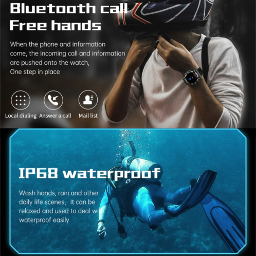 PG666 Montre intelligente d'appel Bluetooth à écran TFT de 1,39 pouces, prend en charge la surveillance de la fréquence cardiaque / de la pression artérielle (noir) SH501D1072-011