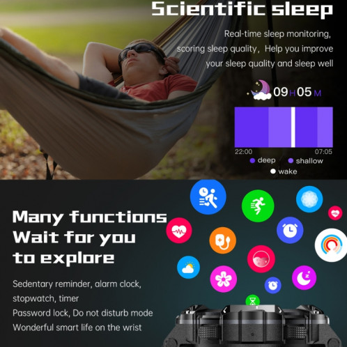 PG666 Montre intelligente d'appel Bluetooth à écran TFT de 1,39 pouces, prend en charge la surveillance de la fréquence cardiaque / de la pression artérielle (or noir) SH501C435-011