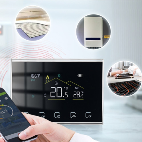 BHT-8000RF-VA-GA Thermostat à écran LED intelligent sans fil sans WiFi, spécification : chauffage de l'eau SH93041796-06