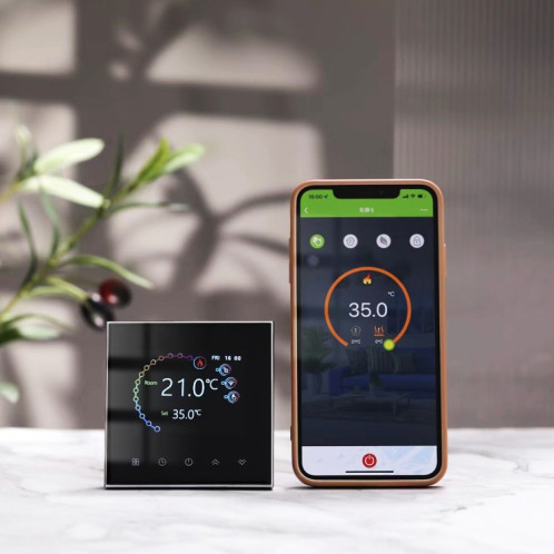 BHT-2002GALM 220V Thermostat de chauffage domestique intelligent Thermostat WiFi de chauffage de l'eau (noir) SH901B377-08